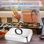 HaSteeL Rectangular Basting Cover, Stainless Steel Cheese Melting Dome Steaming - Image 7