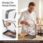 Space-Saving Carbon Steel Pot Lid Holder While Cooking, Double-Layer Kitchen - Image 3
