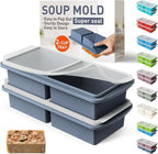 Silicone Freezer Tray with Lid Soup Freezer Container Molds with Steel by Socisen
