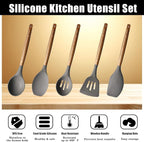 Kitchen Utensils Set, Silicone Cooking Utensils Set, Non-Stick Silicone Spatula - Image 2