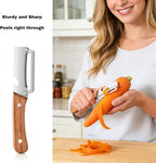 Vegetable Wooden Peeler for Kitchen Tool, Premium 2-in-1 Multifunctional Fruit - Image 2