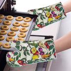 Oven Mitts Set of 2 with Transparent Clear Silicone Shell and Nice Friut Flower - Image 2