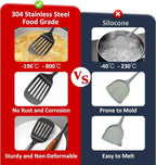 304 Stainless Steel Cooking Utensils Set, Solid Spoon, Spaghetti Spoon - Image 4