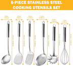6-Piece Kitchen Cooking Utensils Set, Stainless Steel Kitchen Utensils - Image 2