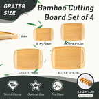 Bamboo Cutting Board Set Non Slip Feet - Image 2