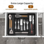 ukeetap Extra Large Expandable Silverware Organizer, BPA-Free Food-Safe Cutlery - Image 2