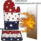 Red White and Blue Oven Mitts and Pot Holders Sets Patriotic American Flag - Image 5