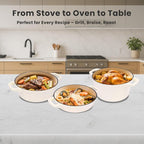 QuliMetal Enameled Cast Iron Set 5-Pc, Dutch Oven, Grill Pan, - Image 3