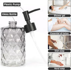 Glass Soap Dispenser with Plastic Pump, 2 Pack 12oz Gradient Diamond Design - Image 2