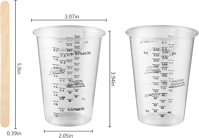 20pcs 8oz Graduated Clear Plastic Measuring Mixing Cups - Image 2