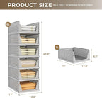 Pinkpum Grey 6 Pack Closet Organizers Storage Bins, Stackable Plastic Drawer - Image 3