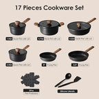SENSARTE Nonstick Pots and Pans Set 17pcs, Healthy Induction Cookware Set - Image 2
