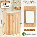 2 Pack 21 Gallon Bamboo Slim Trash Can - Image 2