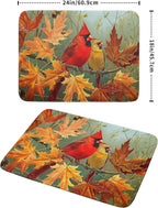 Giwawa Fall Birds Dish Drying Mat 18x24 Inch Autumn Maple Leaf Tree Dish - Image 2