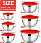 E-far Mixing Bowls with Lids, 12-Piece Stainless Steel Salad Bowls Metal - Image 2