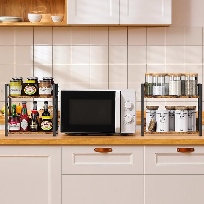 Spice-Rack-Organizer-Shelf for Kitchen Counter, 2 Tiers Coffee Bar Station - Image 2