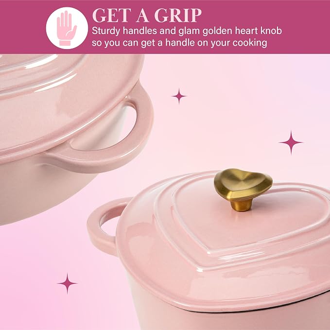 Paris Hilton Enameled Cast Iron Dutch Oven Heart-Shaped Pot - Image 5