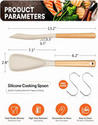 Cooking Spoon for Nonstick Cookwares, Wood Handle Spoon for Mixing, and Scrape - Image 2