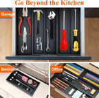 Bamboo Kitchen Tool Drawer Organizer Storage Black Cutlery Tray Expandable - Image 6