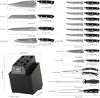 18 Pieces Damascus Kitchen Knife Set, 8 Piece Steak Knives, Non-slip ABS - Image 2