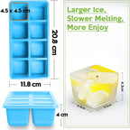 Large Ice Cube Trays, JRISBO 2 Pack Reusable Silicone Ice Cube Molds - Image 6