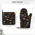 Oven Mitts and Pot Holders Flower Butterfly Boho Botanical Silicone Kitchen - Image 3