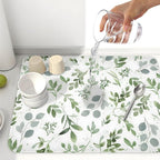 Spring Summer Sage Green Leaves Dish Drying Mat 16 x 18 Inch Spring Eucalyptus - Image 6