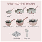 T-Fal Refresh Ceramic Nonstick Cookware Set, 12-Piece Ceramic Pots and Pans Set - Image 2