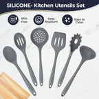 Culinary Couture Grey Silicone Kitchen Utensils Set of 6, Non-Stick - Image 4