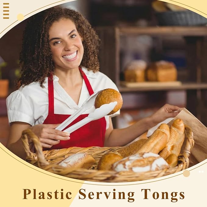 Tessco for you 50 Pcs Plastic Tongs for Serving Bulk, 9 Inch Plastic Disposable - Image 6