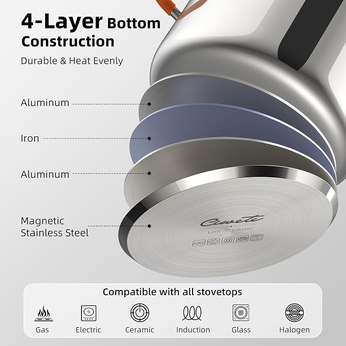 Ciwete Stainless Steel Stock Pot, 11 Quart Soup Pot - Image 3
