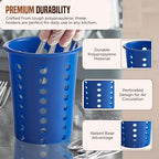 OCS Parts Perforated Utensil Drying Cups | Blue | Set of 3 | Plastic Flatware - Image 4