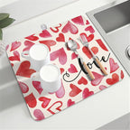 Valentine's Day Dish Drying Mat 16 x 18 Inch Heart Shaped Dish Drying Pad - Image 7