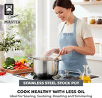 BRA COOKWARE Master Stainless Steel Stock Pot w/Glass Lid | 9.5 Inch 4 Quart - Image 3