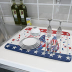 Giwawa 4th of July Gnomes Dish Drying Mat 18x24 inch Patriotic Elf Usa Stars - Image 6