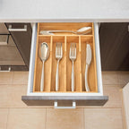 Umilife Bamboo Kitchen Drawer Organizer, 9 Inch Silverware Utensils Tray Holder - Image 5