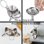 Funnels for Kitchen Bottle Filling, Lmoszuak Mini Stainless Steel Funnels - Image 3