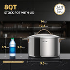 Ciwete 8 Quart Stock Pot with Lid, Upgraded Tri-Ply Stainless Steel Pot - Image 2