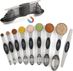 Measuring Spoon Set of 9 Magnetic Measuring Spoons Dual Sided Stainless Steel by YAMOLIN