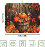 Fall Pumpkin Dish Drying Mat for Kitchen Counter Autumn Pumpkin Dish Mats for - Image 2