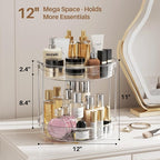 LAMU 12inch 2 Tier Lazy Susan Turntable Organizer Rotating Spice Rack - Image 3