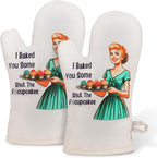 Miracu Funny Oven Mitts for Women, Cute Oven Mitt Set, Fun Kitchen Mittens by Miracu