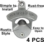 4 PCS Bottle Opener Wall Mounted Stainless, Antique Silver Rust-free Screw in - Image 2