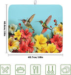 Kawani Spring Summer Hummingbirds Floral Dish Drying Mat - Image 2