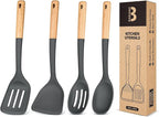 Silicone Cooking Utensils Set, Perfectly Angled by BADIANO