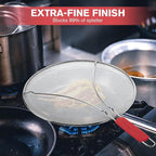 Splatter Screen for Frying Pan & Food Strainer, 13 Inch Stainless Steel Grease - Image 3