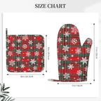 Christmas Plaid Snowflake Oven Mitts and Pot Holders Set - Image 3