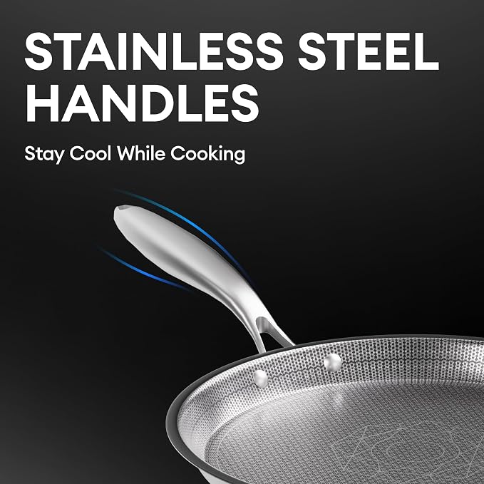COOKER KING 8-Inch Stainless Steel Pan, Hybrid Nonstick Frying Pan, 3-Ply Clad - Image 7