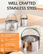 Biscuit Cutter Set with Handle, 3 Piece Stainless Steel Round Cookie Cutter Tool - Image 4