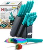 Marco Almond Knife Block Set, Knife Set Rainbow Color, 14 Piece Stainless Steel - Image 9